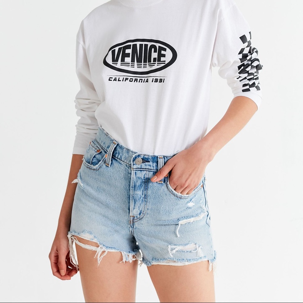 Levi’s Frayed Denim Wedgie Shorts